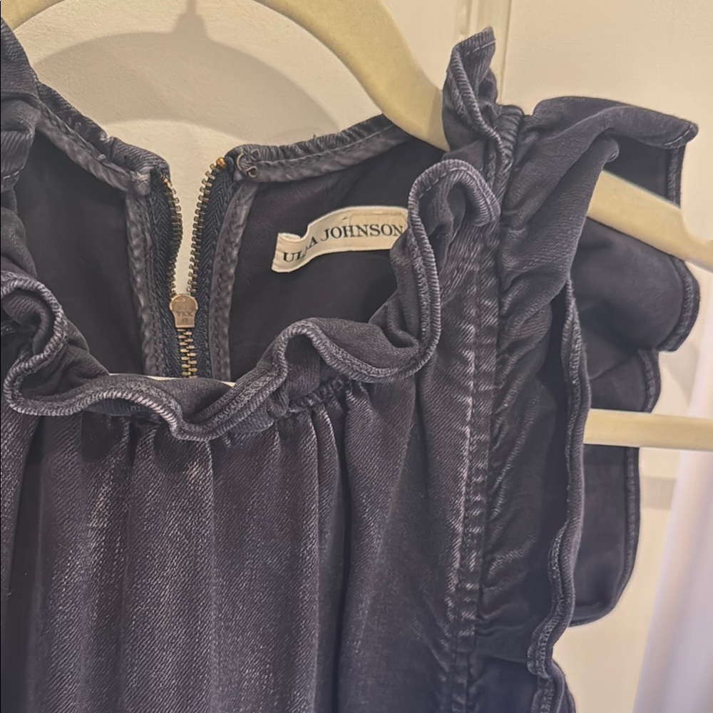 Ulla Johnson Slate Ruffle Denim Talita Dress Size 8 - Picture 3 of 6